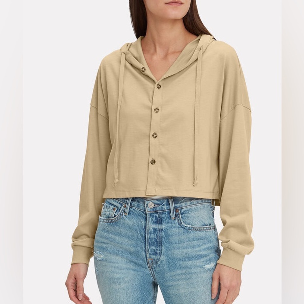 THE RANGE Stark Cropped Hoodie Beige Size Small